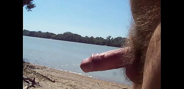  Pissing on river side with hard dick by fjoy